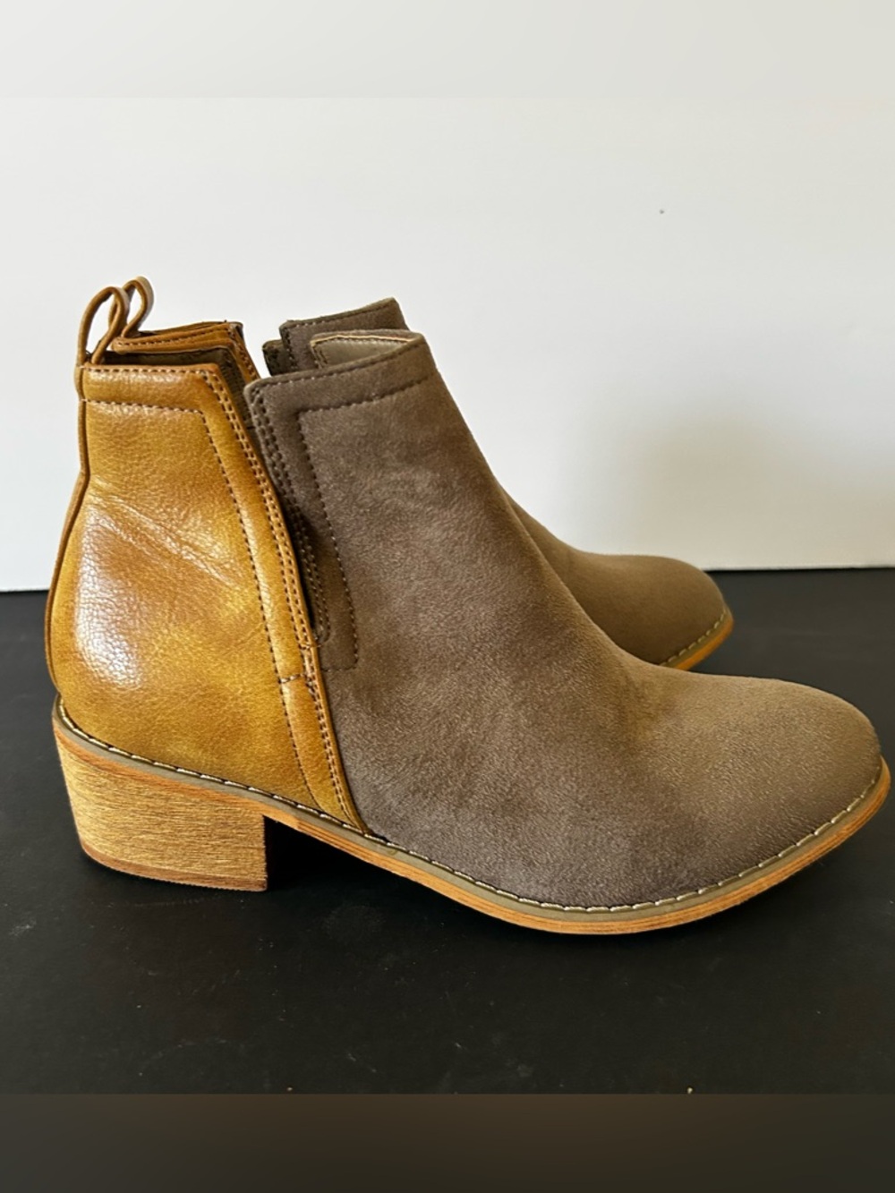 Corkys Shield Women's Two-Tone Brown Faux Suede/Leather Chelsea Boots